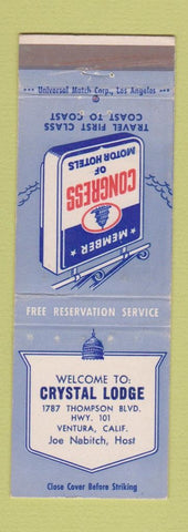 Matchbook Cover - Crystal Lodge Ventura CA