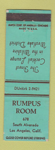 Matchbook Cover - Rumpus Room Los Angeles CA