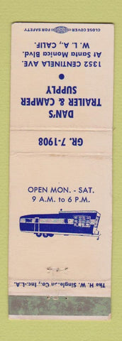 Matchbook Cover - Dan's Trailer Camper Supply West Los Angeles CA WEAR