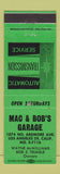 Matchbook Cover - Mac & Bob's Garage Los Angeles CA WEAR