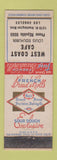 Matchbook Cover - West Coast Cafe Los Angeles CA Taix Bread WEAR