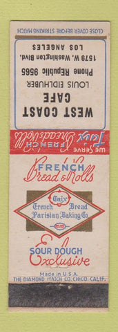 Matchbook Cover - West Coast Cafe Los Angeles CA Taix Bread WEAR