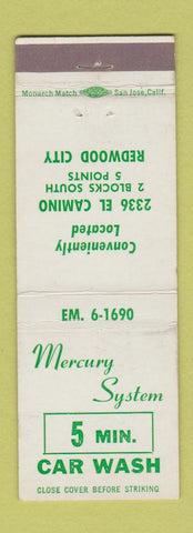 Matchbook Cover - Mercury System Car Wash Redwood City CA