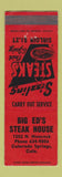Matchbook Cover - Big Ed's Steak House Colorado Springs