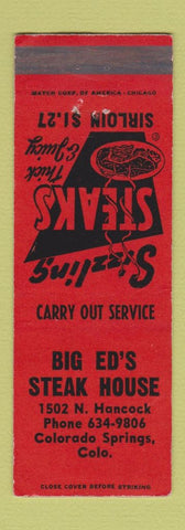 Matchbook Cover - Big Ed's Steak House Colorado Springs