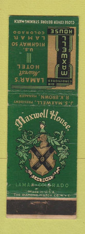 Matchbook Cover - Maxwell House Hotel Lamar Colorado WEAR