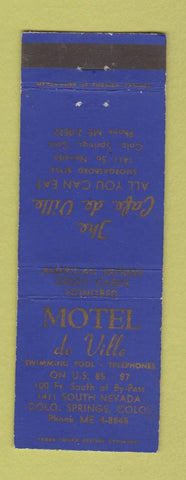 Matchbook Cover - Motel de Ville Colorado Springs