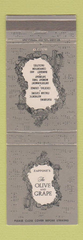Matchbook Cover - Zappone's Olive and Grape Italian Denver Colorado Holiday Inn