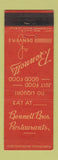 Matchbook Cover - Bennett Bros Restaurants Denver Colorado