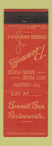 Matchbook Cover - Bennett Bros Restaurants Denver Colorado