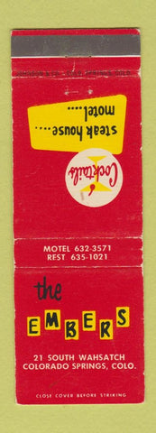 Matchbook Cover - Embers Restaurant Colorado Springs motel WEAR