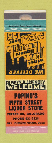 Matchbook Cover - Popino's Fifth Street Liquor Frederick Colorado