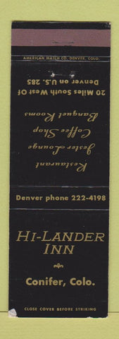 Matchbook Cover - Hi Lander Inn Conifer Colorado