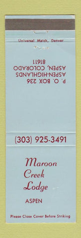 Matchbook Cover - Maroon Creek Lodge Aspen Colorado