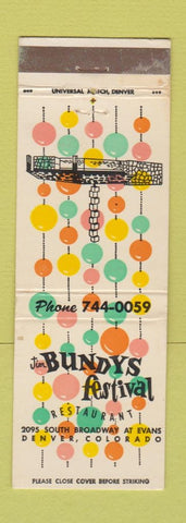 Matchbook Cover - Bundys Festival Restaurant Denver Colorado