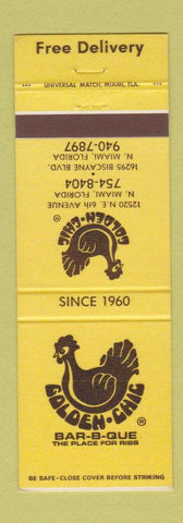 Matchbook Cover - Golden Chic Chicken BBQ Ribs North Miami FL