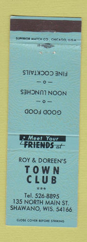 Matchbook Cover - Town Club Shawano WI