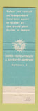 Matchbook Cover - USF&G Insurance Joseph Kszepka Three Rivers MA