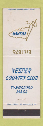 Matchbook Cover - Vesper Country Club Tyngsboro MA WEAR