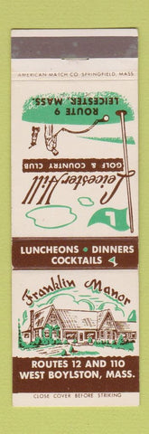 Matchbook Cover - Leicester Hill Golf and Country Club MA West Boylston