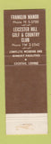 Matchbook Cover - Leicester Hill Golf and Country Club MA West Boylston