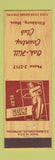 Matchbook Cover - Oak Hill Country Club Fitchburg MA