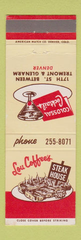 Matchbook Cover - Lou Coffe's Steak House Denver Colorado