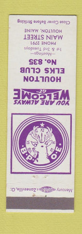Matchbook Cover - Elks Lodge Houlton ME