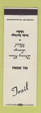 Matchbook Cover - Trail Motel Restaurant Soda Springs ID low phone #