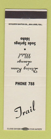 Matchbook Cover - Trail Motel Restaurant Soda Springs ID low phone #