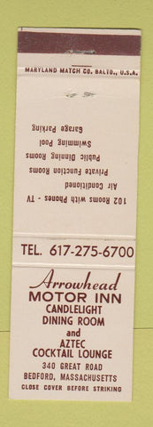 Matchbook Cover - Arrowhead Motor Inn Bedford MA