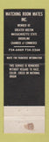 Matchbook Cover - Matching Room Mates service Brookline MA