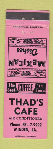 Matchbook Cover - Thad's Cafe Mexican Minden LA
