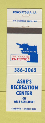 Matchbook Cover - Ashe's Recreation Center Ponchatoula LA