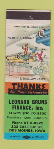 Matchbook Cover - Leonard Bruce Finance Des Moines IA