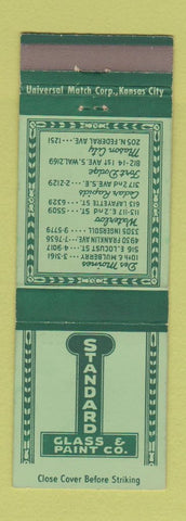 Matchbook Cover - Standard Glass Paint Des Moines Waterloo Fort Dodge IA