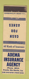 Matchbook Cover - Adema Insurance Pointe Ala Hache LA WEAR