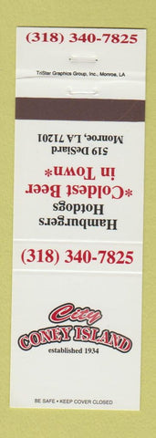 Matchbook Cover - City Coney Island Monroe LA hot dogs