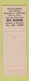 Matchbook Cover - Rex McKean's Catering Salt Lake City UT WEAR