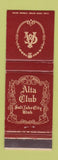 Matchbook Cover - Alta Club Salt Lake City UT