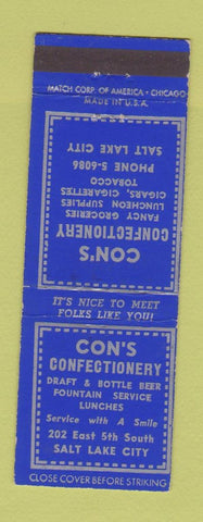 Matchbook Cover - Con's Confectionery Salt Lake City UT