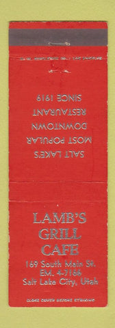 Matchbook Cover - Lamb's Grill Cafe Salt Lake City UT