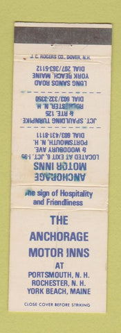 Matchbook Cover - Anchorage Motor Inns Rochester Portsmouth NH WORN