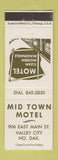 Matchbook Cover - Mid Town Motel Valley City ND
