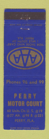 Matchbook Cover - Perry Motor Court Perry FL low phone #