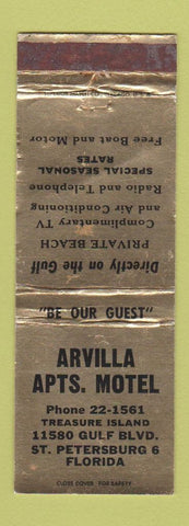 Matchbook Cover - Arvilla Apartments Motel St Petersburg FL WORN