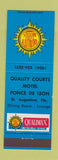 Matchbook Cover - Quality Motels Ponce De Leon St Augustine FL