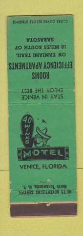 Matchbook Cover - 40 Winks Motel Venice FL