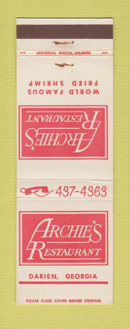 Matchbook Cover - Archie's Restaurant Darien GA