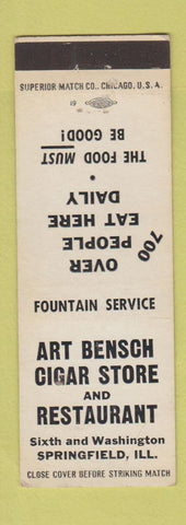 Matchbook Cover - Art Bensch Cigar Store Springfield IL WHITE